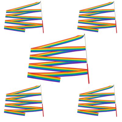 Trimming Shop Rhythmic Gymnastics Ribbon with Twirling Dance Baton Rod for Kids Artistic Dancing, Rhythmic Gymnastics Ribbon Wands, Gymnastic Training, Fun Activities, 4 Metres, 5pcs