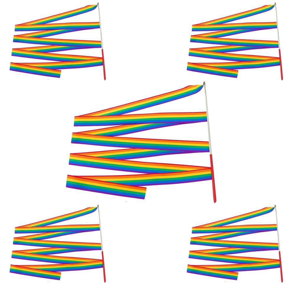 Trimming Shop Rhythmic Gymnastics Ribbon with Twirling Dance Baton Rod for Kids Artistic Dancing, Rhythmic Gymnastics Ribbon Wands, Gymnastic Training, Fun Activities, 4 Metres, 5pcs