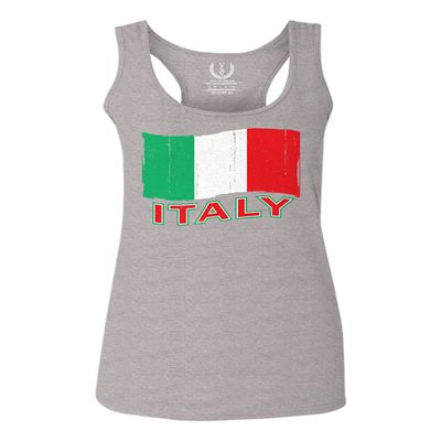 0039. Italia Vintage Distressed Italy Italian National Flag Women's Tank Top Racerback (Light Gray X Small)