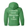 Just Customized Personalized Custom Made Youth Hoodie For Youth, Same Text On Both Sleeves, Custom Text, Design Your Own Irish Green view 2