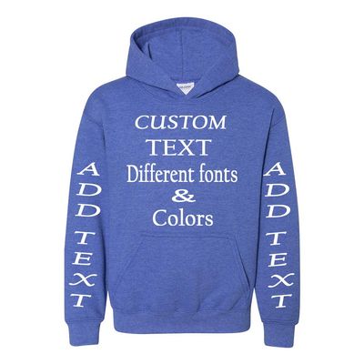 Just Customized Personalized Custom Made Youth Hoodie For Youth, Same Text On Both Sleeves, Custom Text, Design Your Own