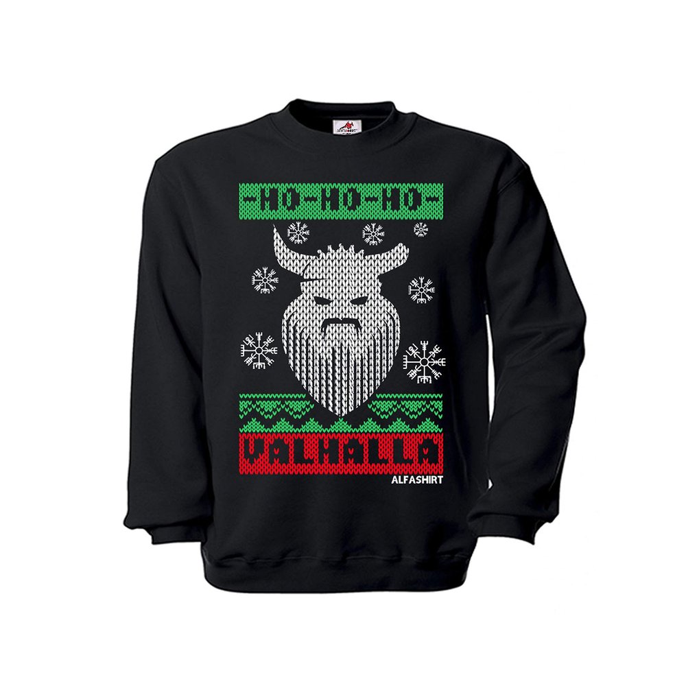 Copytec Xmas Viking Valhalla Viking Walhalla Christmas Gift Jumper #27369, black, Small