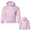 Just Customized Personalized Custom Made Youth Hoodie For Youth, Same Text On Both Sleeves, Custom Text, Design Your Own Light Pink view 3