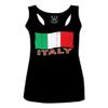 0039. Italia Vintage Distressed Italy Italian National Flag Women's Tank Top Racerback (Black, X Small) view 1