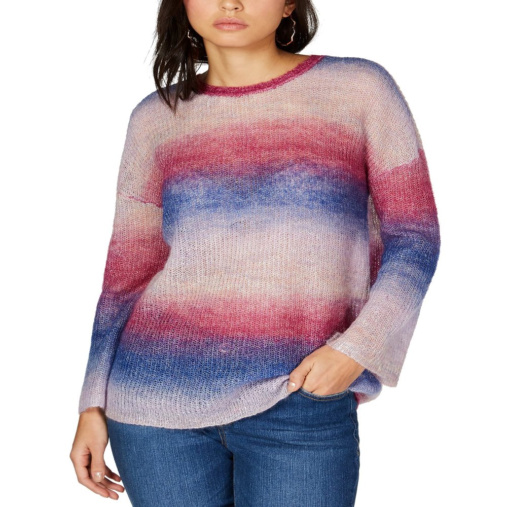 INC Womens Wool Blend Ombre Pullover Sweater Purple M