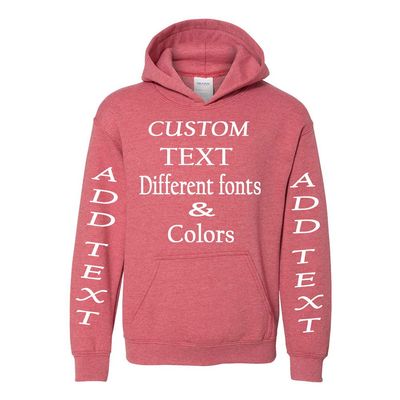 Just Customized Personalized Custom Made Youth Hoodie For Youth, Same Text On Both Sleeves, Custom Text, Design Your Own