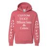 Just Customized Personalized Custom Made Youth Hoodie For Youth, Same Text On Both Sleeves, Custom Text, Design Your Own view 1