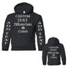 Just Customized Personalized Custom Made Youth Hoodie For Youth, Same Text On Both Sleeves, Custom Text, Design Your Own Black view 3