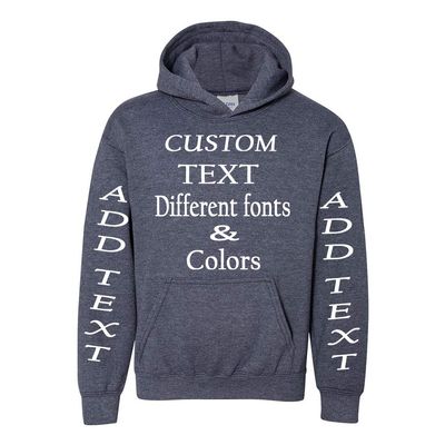 Just Customized Personalized Custom Made Youth Hoodie For Youth, Same Text On Both Sleeves, Custom Text, Design Your Own