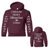 Just Customized Personalized Custom Made Youth Hoodie For Youth, Same Text On Both Sleeves, Custom Text, Design Your Own Maroon view 3