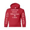 Just Customized Personalized Custom Made Youth Hoodie For Youth, Same Text On Both Sleeves, Custom Text, Design Your Own Red view 1