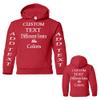 Just Customized Personalized Custom Made Youth Hoodie For Youth, Same Text On Both Sleeves, Custom Text, Design Your Own Red view 3