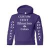 Just Customized Personalized Custom Made Youth Hoodie For Youth, Same Text On Both Sleeves, Custom Text, Design Your Own Purple view 1