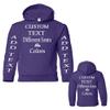 Just Customized Personalized Custom Made Youth Hoodie For Youth, Same Text On Both Sleeves, Custom Text, Design Your Own Purple view 3
