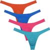 JAXFSTK Men's Smooth Bikini Thong Underwear Low Rise Bulge Pouch T-back Sexy Tangas Panties 4-Pack OBlPL Medium view 1