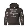 Just Customized Personalized Custom Made Youth Hoodie For Youth, Same Text On Both Sleeves, Custom Text, Design Your Own Dark Chocolate view 1