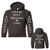 Just Customized Personalized Custom Made Youth Hoodie For Youth, Same Text On Both Sleeves, Custom Text, Design Your Own Dark Chocolate view 3