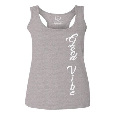 0190. Good Vibe Bones Hand Shaka Graphic dope Streetwear Style Women's Tank Top Racerback (Light Gray Small)