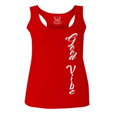 0190. Good Vibe Bones Hand Shaka Graphic dope Streetwear Style Women's Tank Top Racerback (Red, Small)