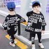 FTSUCQ Boys HipHop Dancing Printed Sports Tracksuits Shirt Pullover Coat + Pants (130-140CM/7-8 Years, Multicolor) view 3