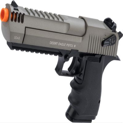 Evike Airsoft - Magnum Research Licensed Semi/Full Auto Metal Airsoft DE L6 CO2 Gas Blowback Airsoft Pistol by KWC (Color: 2-Tone)