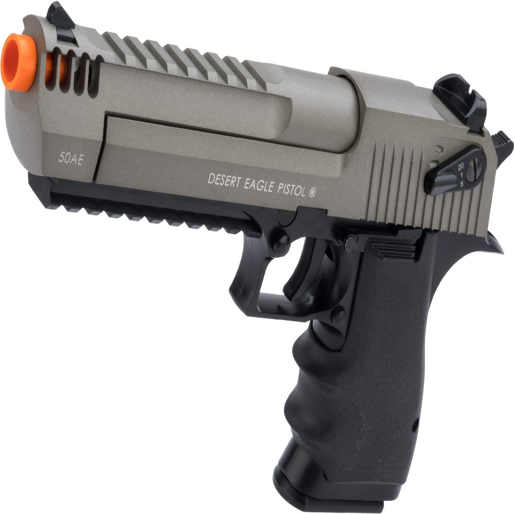 Evike Airsoft - Magnum Research Licensed Semi/Full Auto Metal Airsoft DE L6 CO2 Gas Blowback Airsoft Pistol by KWC (Color: 2-Tone)