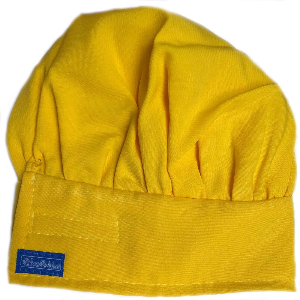 CHEFSKIN Beautiful Vibrant Yellow Color Adult Chef Hat Fully Adjustable Comfortable Soft (Children)
