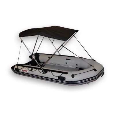 Seamax Bimini Top Solution for Inflatable Boat, Fiberglass Boat & Aluminum Boat (Size B - L60 x W54-58 x H46, Black Bimini + 2 Pontoon Kit +Rear Pole)