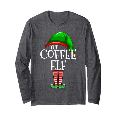 The Coffee Elf Group Matching Family Christmas Gifts Funny Long Sleeve T-Shirt