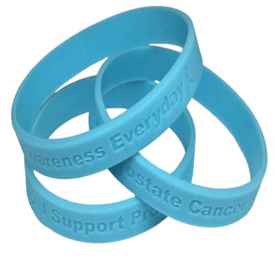 5 Light Blue Prostate Cancer Awareness "I Support Prostate Cancer Awareness Everyday" - 100% Medical Grade Silicone Bracelets (5 Bracelets)