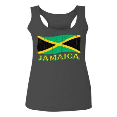 0052. Carribean Outfit Jamaica Jamaican National Country Flag Women's Tank Top Racerback (Characol X Small)