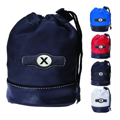 Clip Wipes Black Letter X - Personalized Logo Drawstring Valuables Golf Pouch