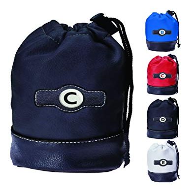 Clip Wipes Black Letter C - Personalized Logo Drawstring Valuables Golf Pouch
