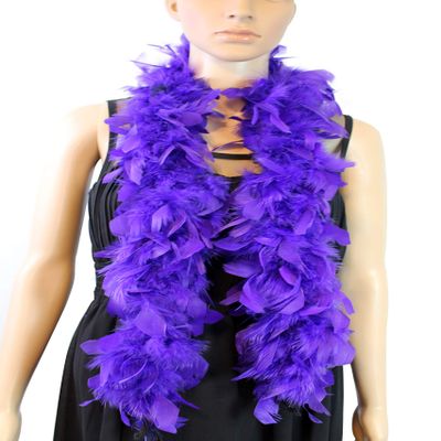 Flydreamfeathers 25 Gram, 4 Feet Long Chandelle Feather Boa, Great for Party, Wedding, Halloween Costume, Christmas Tree, Decoration (Purple Color)