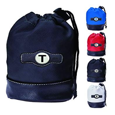 Clip Wipes Black Letter T - Personalized Logo Drawstring Valuables Golf Pouch