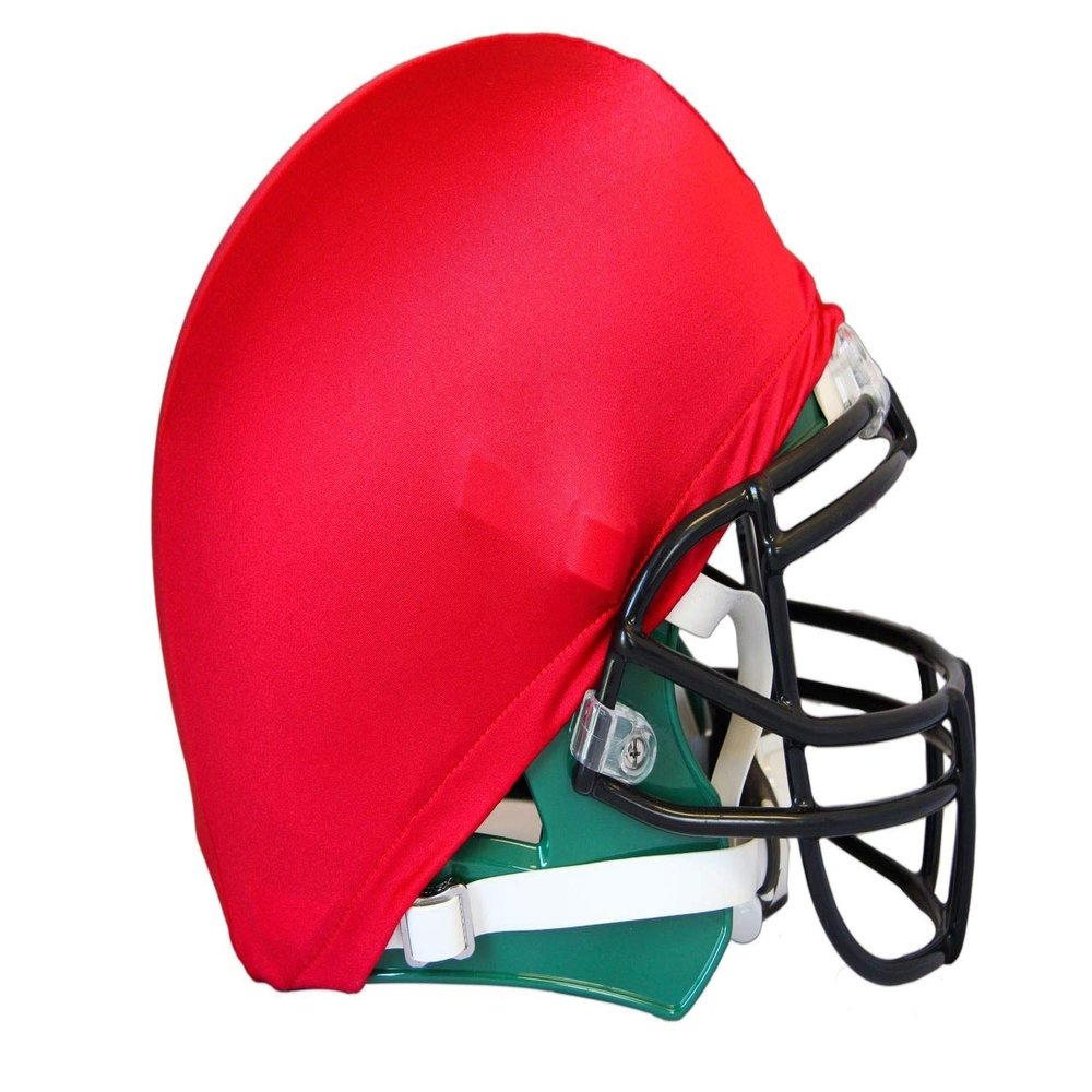 TAG Football Helmet Cover - Rubber Elastic Band Secures Cover to Helmet - Great for Scrimmages, Practice, Pre-Season and Game Day - 12 Pack - Scarlet