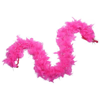 Flydreamfeathers Feather Boa 25 Gram, 4 Feet Long Chandelle Feather Boa, Great for Party, Wedding, Halloween Costume, Christmas Tree, Decoration (candy pink w/silver)