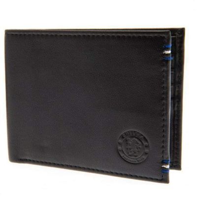 Chelsea FC Leather Mens Stitched Wallet (One Size) (Black)