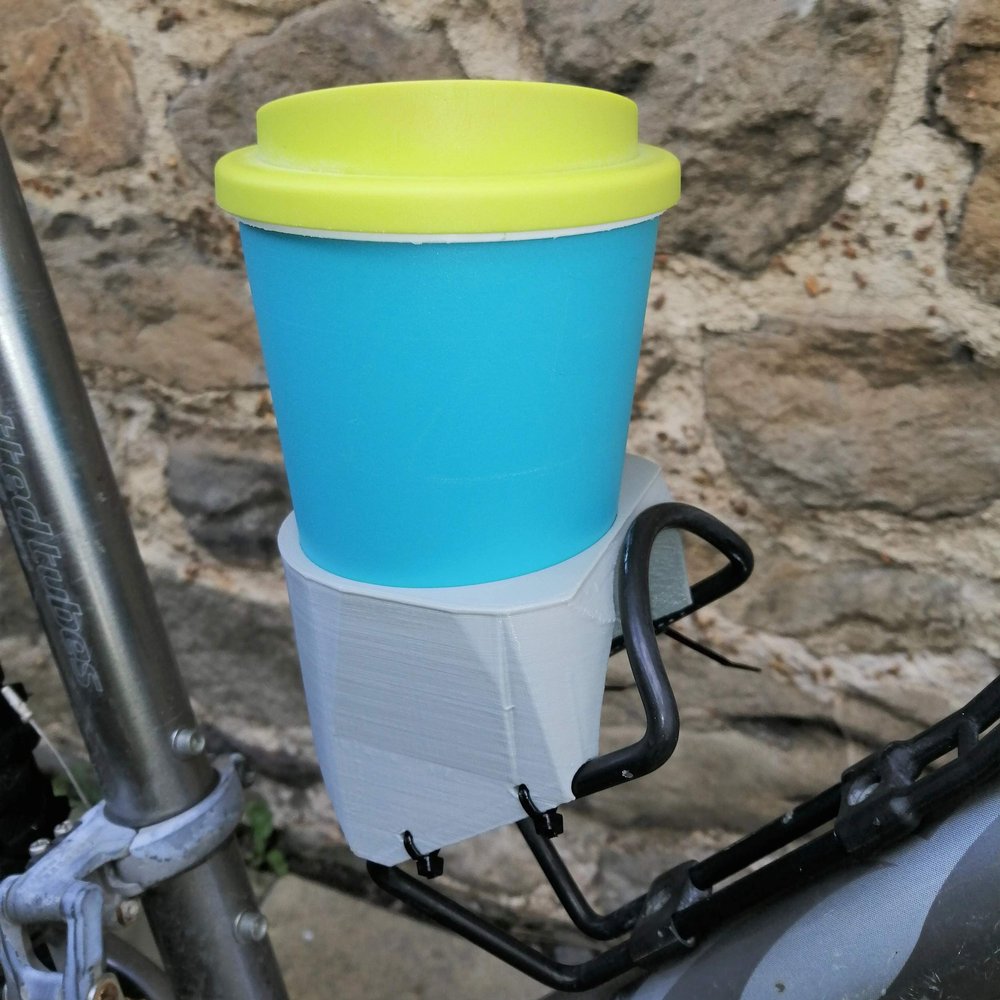 3D Cabin Bike Bottle Bracket Coffee Cup Adaptor Holds Standard Coffee Cups : Grey