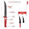 BUBBA 9" Serrated Flex Knife with Non-Slip Grip Handle, Offset Full Tang Stainless Steel Blade, Lanyard Hole and Synthetic Sheath for Fishing view 3