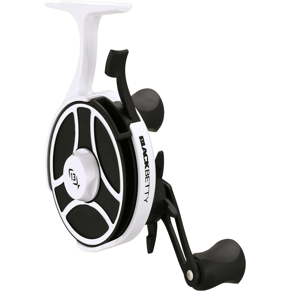 13 FISHING - Freefall Ghost - Inline Ice Fishing Reel - 2.5:1 Gear Ratio - Left Hand Retrieve - BBFFGW2.5-LH