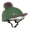 LeMieux Pom Pom Horse Riding Hat Silk with 4 Way Stretch Fabric Coordinates with Base Layers & Saddle Pads - Equestrian Headgear - One Size - Hunter Green view 2
