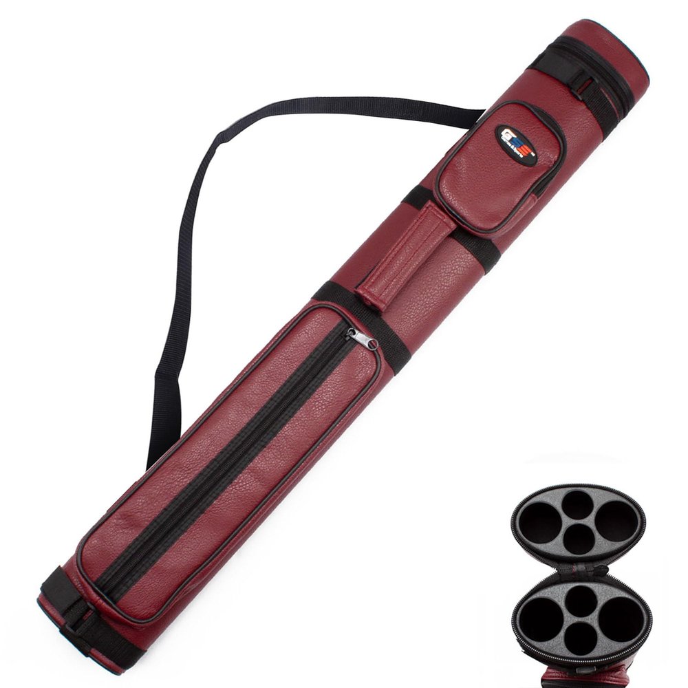 GSE Games & Sports Expert 2x2 Deluxe Hard Billiard Pool Cue Stick Carrying Case, Billiard Cue Case, Billiards Accessories (Oval - Burgundy)