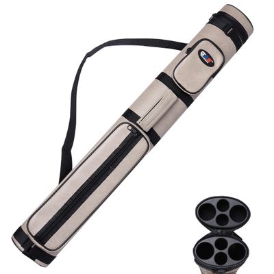GSE Games & Sports Expert 2x2 Deluxe Hard Billiard Pool Cue Stick Carrying Case, Billiard Cue Case, Billiards Accessories (Oval - Grey)