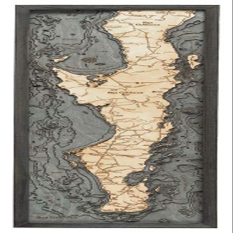 Woodchart Baja Peninsula 3-D Nautical Grey Frame, 13.5" x 43"