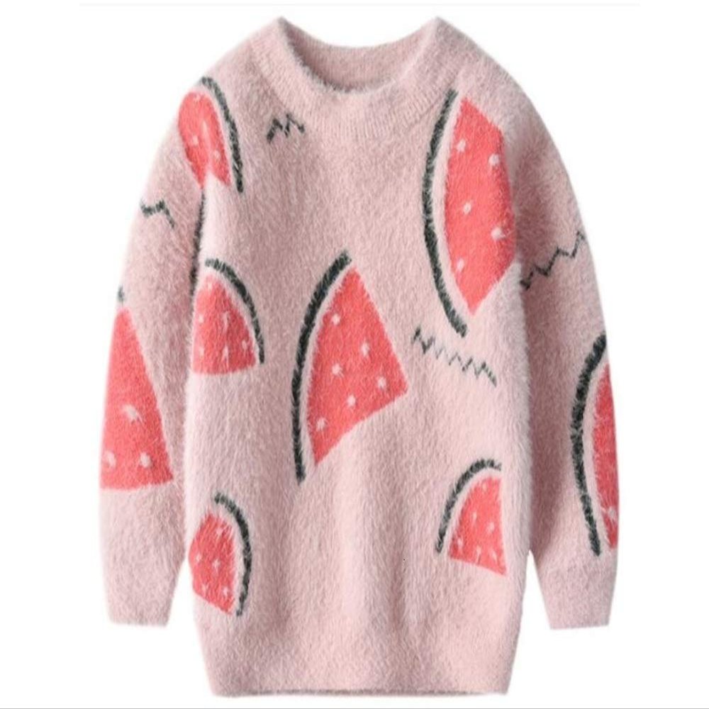 Winter Coat for Baby Girl Korean Cute Melon Soft Wool Sweater Knit Winter Coat for Baby Boy (5T) Pink