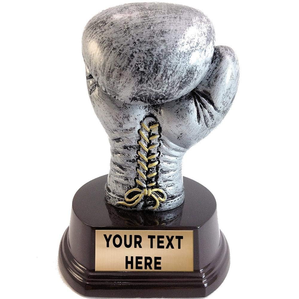Crown Awards 5" Boxing Glove Sculpture, Silver Resin Glove Boxing Award with Customized Engraving Prime