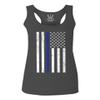 0075. Big Flag USA American Police Support Blue Lives Matter Thin Line Patriotic Style Women's Tank Top Racerback (Characol X Small) view 1