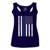 0075. Big Flag USA American Police Support Blue Lives Matter Thin Line Patriotic Style Women's Tank Top Racerback (Navy Blue, X Small) view 1