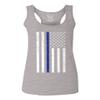 0075. Big Flag USA American Police Support Blue Lives Matter Thin Line Patriotic Style Women's Tank Top Racerback (Light Gray X Small) view 1